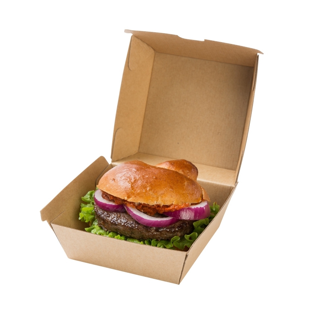 Scatole in carta per Hamburger, marrone, 13 x 14 h=8cm